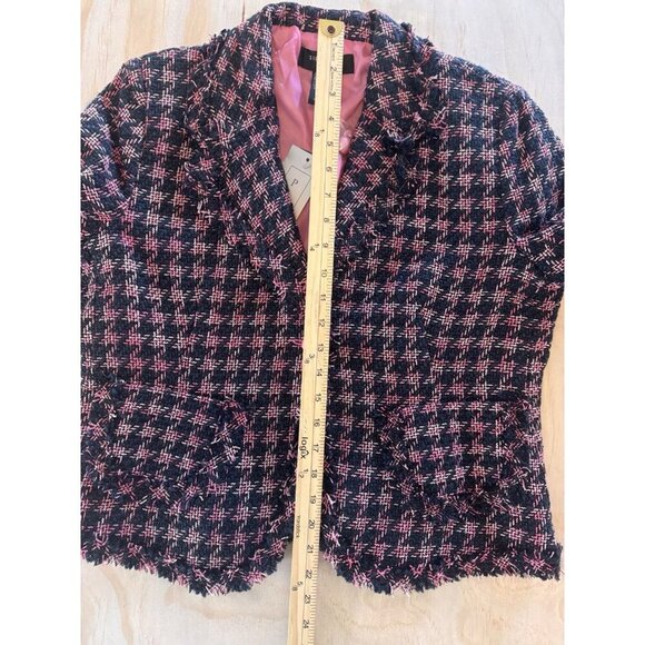 NWT Silkland Petite Tweed Jacket Women’s Large LP Pink Silk Blend Raw Hem Career - Picture 5 of 13